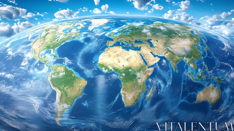 Our blue planet glowing under wide open skies from space.