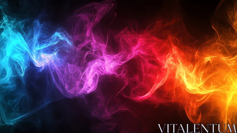 Vibrant neon smoke waves in blue, pink, red and orange.