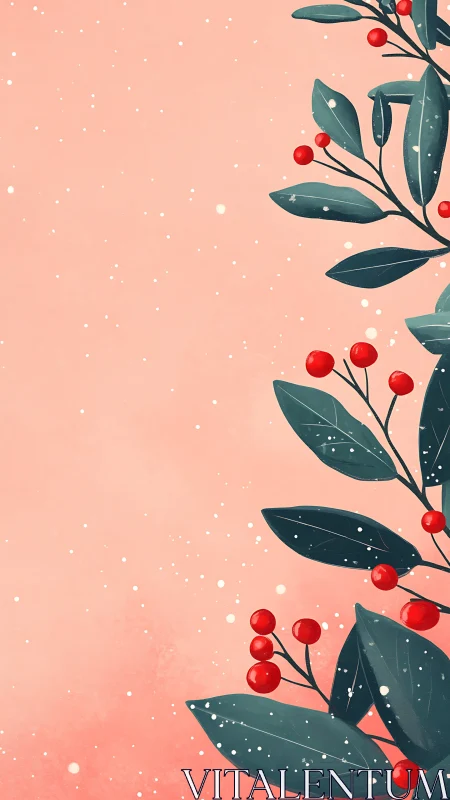 Winter berries lean into coral skies with quiet sparkle.