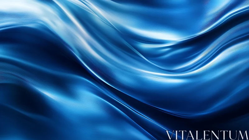 Abstract flowing blue silk waves, smooth and modern digital style.
