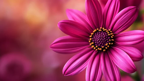 Magenta Daisy-Type Flower with Yellow Center Disc Structure