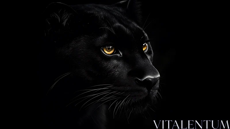 Black Panther's Piercing Golden Gaze in Darkness
