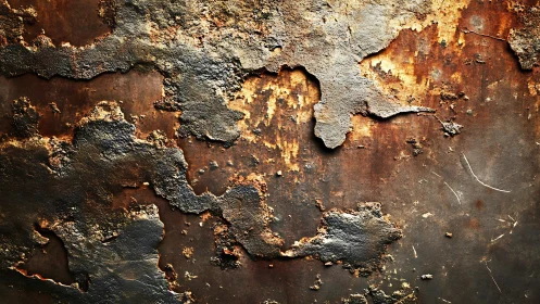 Textured Rusty Metal Surface with Peeling Paint in Industrial Style.