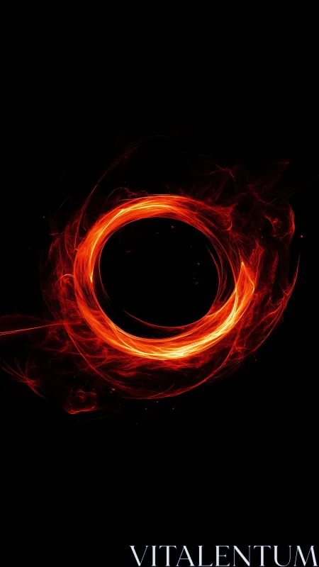 Flaming halo carves a molten circle through midnight void