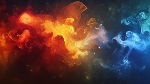 Chromatic Fluid Dynamics: Red-Orange-Blue Energy Vortex with Particle Dispersion