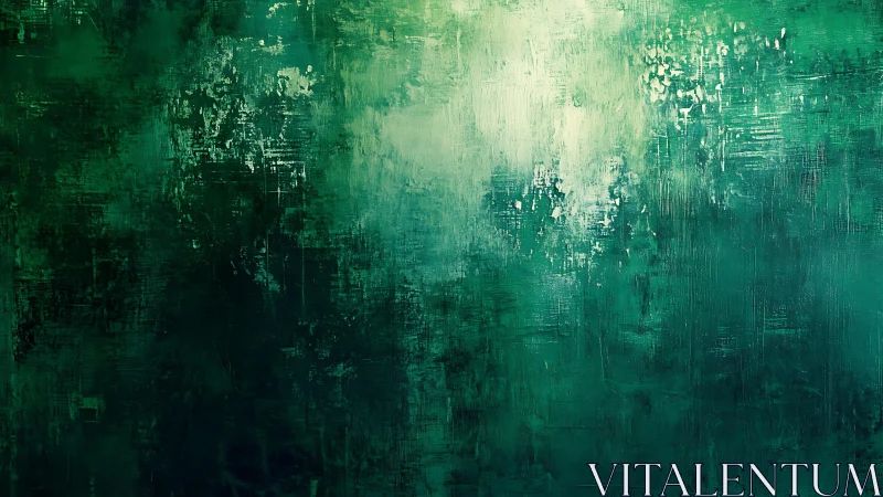Abstract green textured wall art with brushstroke patterns.