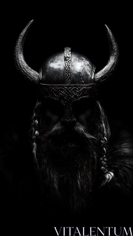 Horned Viking warrior portrait uses dramatic low-key lighting