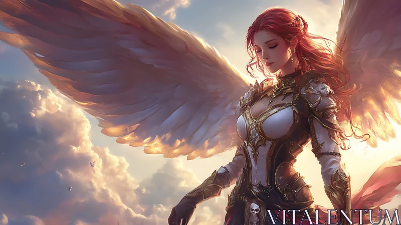 Winged warrior angel rendered in luminous fantasy armor
