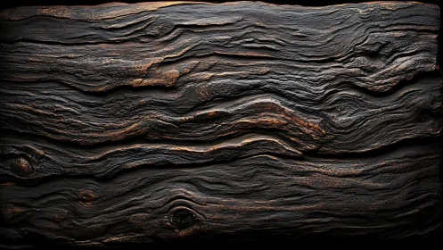Close-up of dark weathered wooden surface with texture.