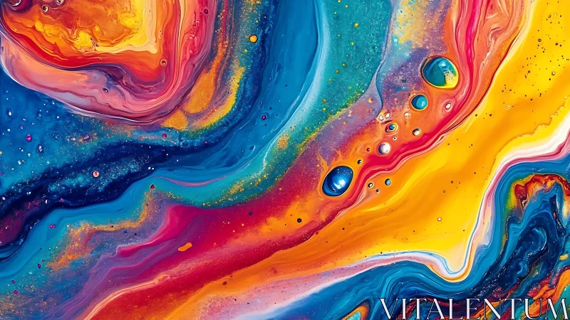 Fluid chromatic currents in high-saturation abstract painting.