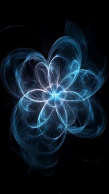 Radiant blue energy flower forms glowing fractal bloom