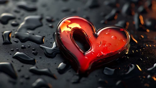 Translucent Heart Form with Subsurface Illumination on Textured Surface.