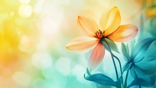 Luminescent Flowers Against Gradient Bokeh Backdrop