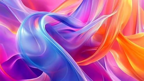 Colored translucent ribbons intersect in a smooth flowing field