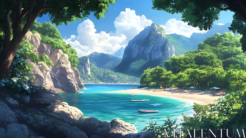 Turquoise Cove Framed by Limestone Cliffs and Lush Canopy