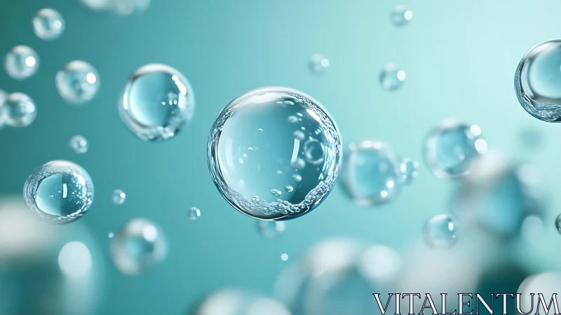 High-clarity water bubbles rendered with shallow depth of field