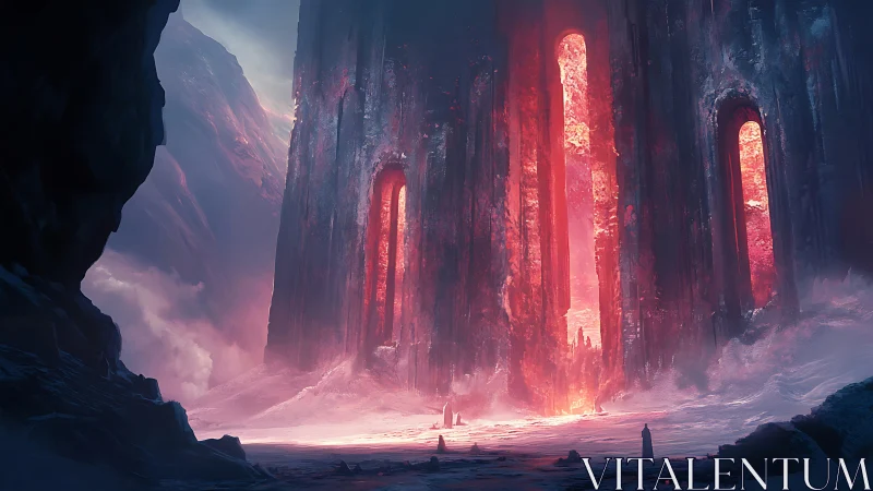 Vertical molten gate structures dominate a frozen landscape