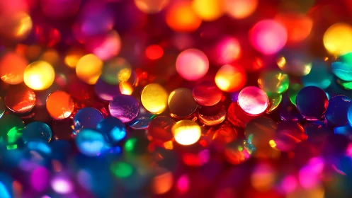Glittering candy lights spill into a rainbow gem storm.