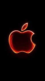 Luminous red fruit outline forming neon emblem silhouette.