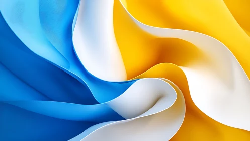 Gentle blue and gold ribbons swirling in soft harmony.