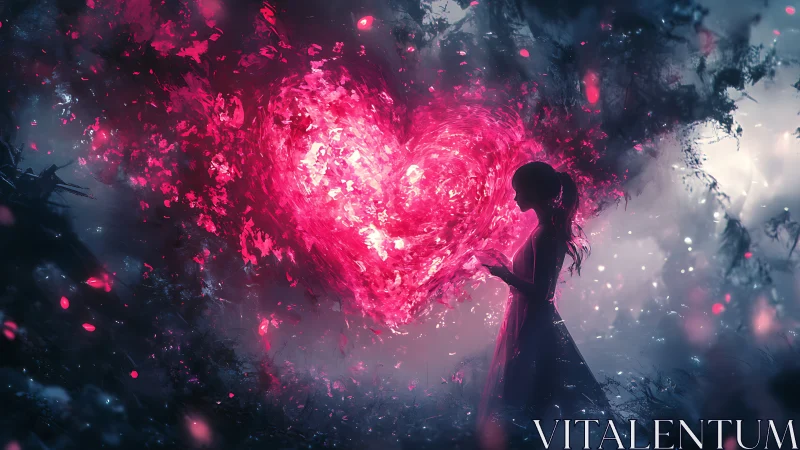 Silhouetted Figure Commanding Radiant Magenta Energy Vortex.