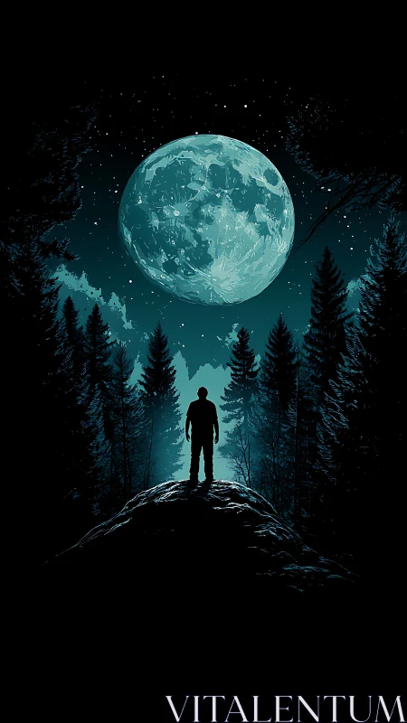 Lone stargazer trades his shadow for moonlit wonder