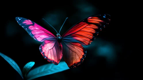 Bioluminescent butterfly rendered in high-contrast digital lighting