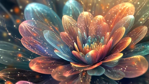 Starlit petals unfold as a cosmic flower dreams aloud