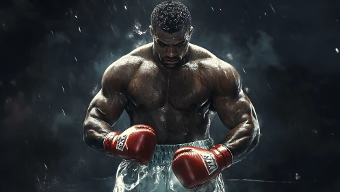 Professional Boxer in Fighting Stance: Hyperrealistic Digital Portrait Study