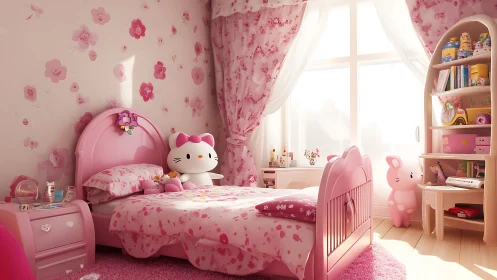 Sweet pink girl’s bedroom glows with soft light and charm