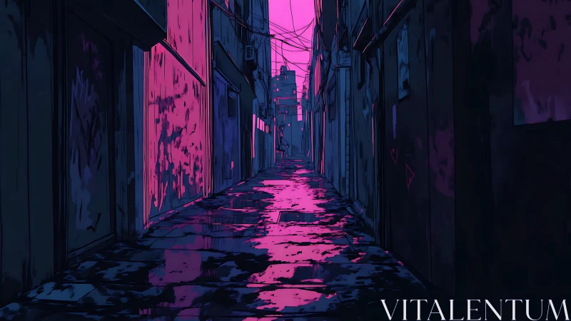 Neon alleyway dreams glowing under a quiet magenta sky.