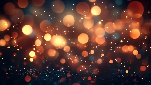 Warm golden bokeh lights abstract background in festive style.