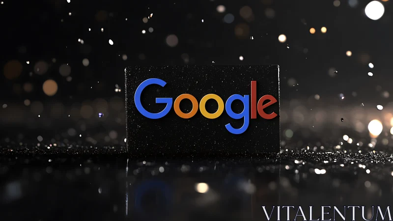 Colorful Google logo glowing in a soft, sparkling night scene.