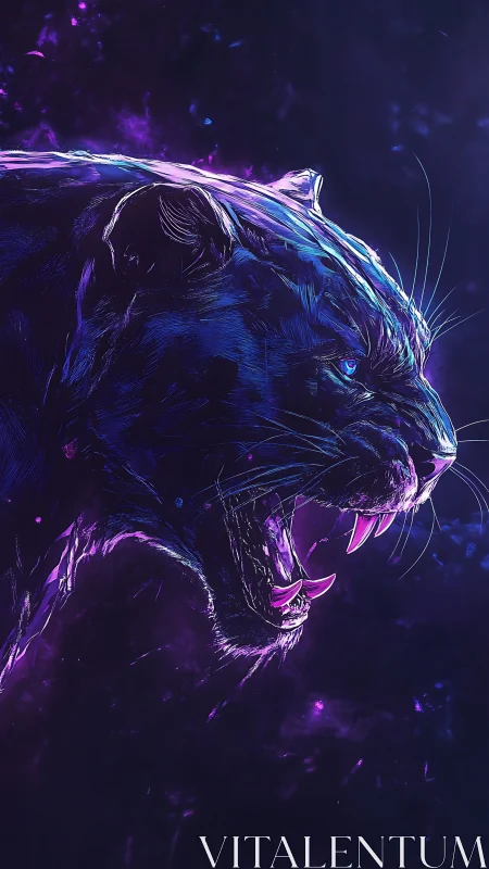 Neon Prowess: Electric Beast of Luminous Night.