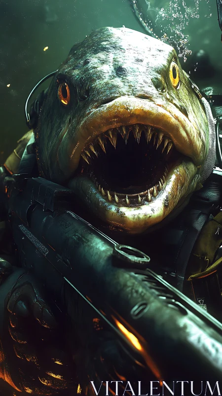 Cybernetic mutant fish-soldier advances with tactical shotgun