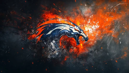 Fiery dragon emblem bursts through dark textured background