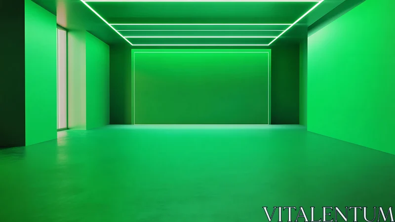Green rectangular room uses linear LED ceiling and wall lights