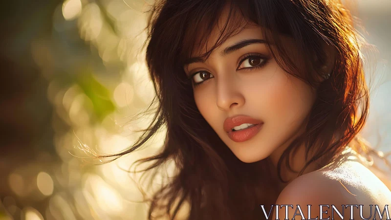 Portrait of a young woman in warm outdoor backlighting.