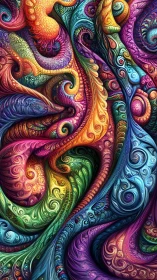 Multicolored fractal swirls with intricate curved patterns.