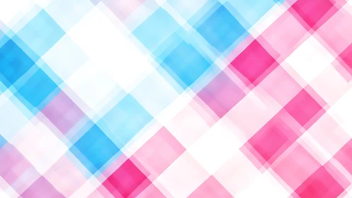 Soft pastel plaid pattern with overlapping blue and pink squares.