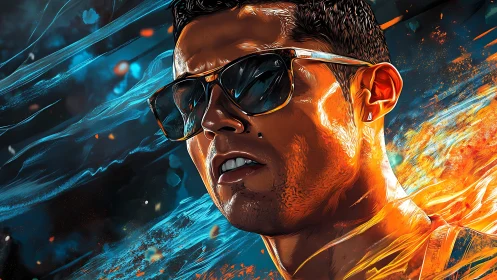 Solar-flare swagger cuts through neon winds and painted sparks