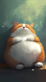 Zen Feline Contemplates Cosmic Serenity Against Emerald Void