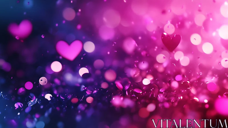 Glowing Hearts Dance Through Shimmering Light.