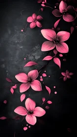 Pink Blossoms Dancing in Darkness.