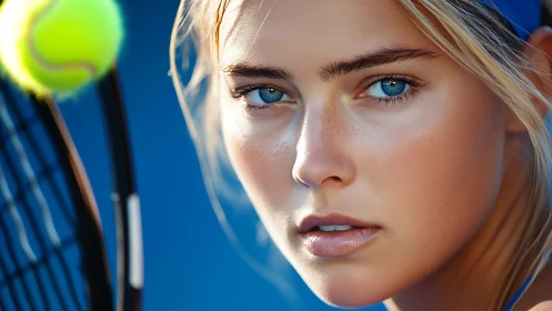 High-focus portrait of tennis player with shallow depth of field.