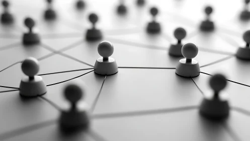 Monochrome network topology with abstract node tokens mapped.