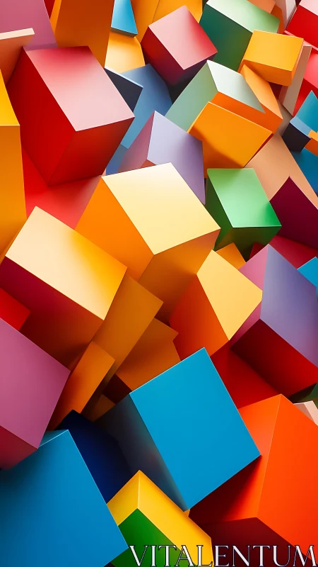 Colorful geometric cubes create dense abstract 3D field