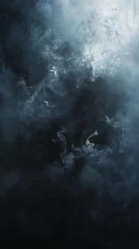 White smoke swirls through dark atmospheric background.