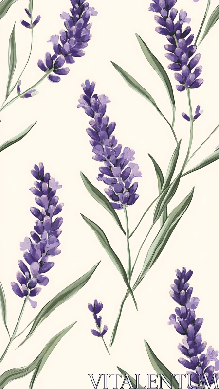 Lavender Florals with Graceful Stems Against Neutral Cream