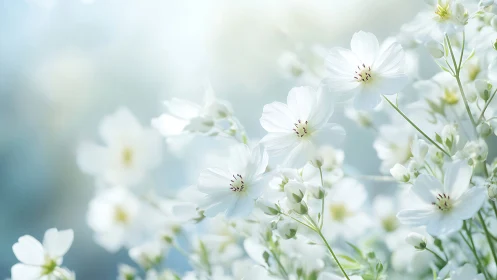 Delicate White Flowers Dancing in Soft Sunlight